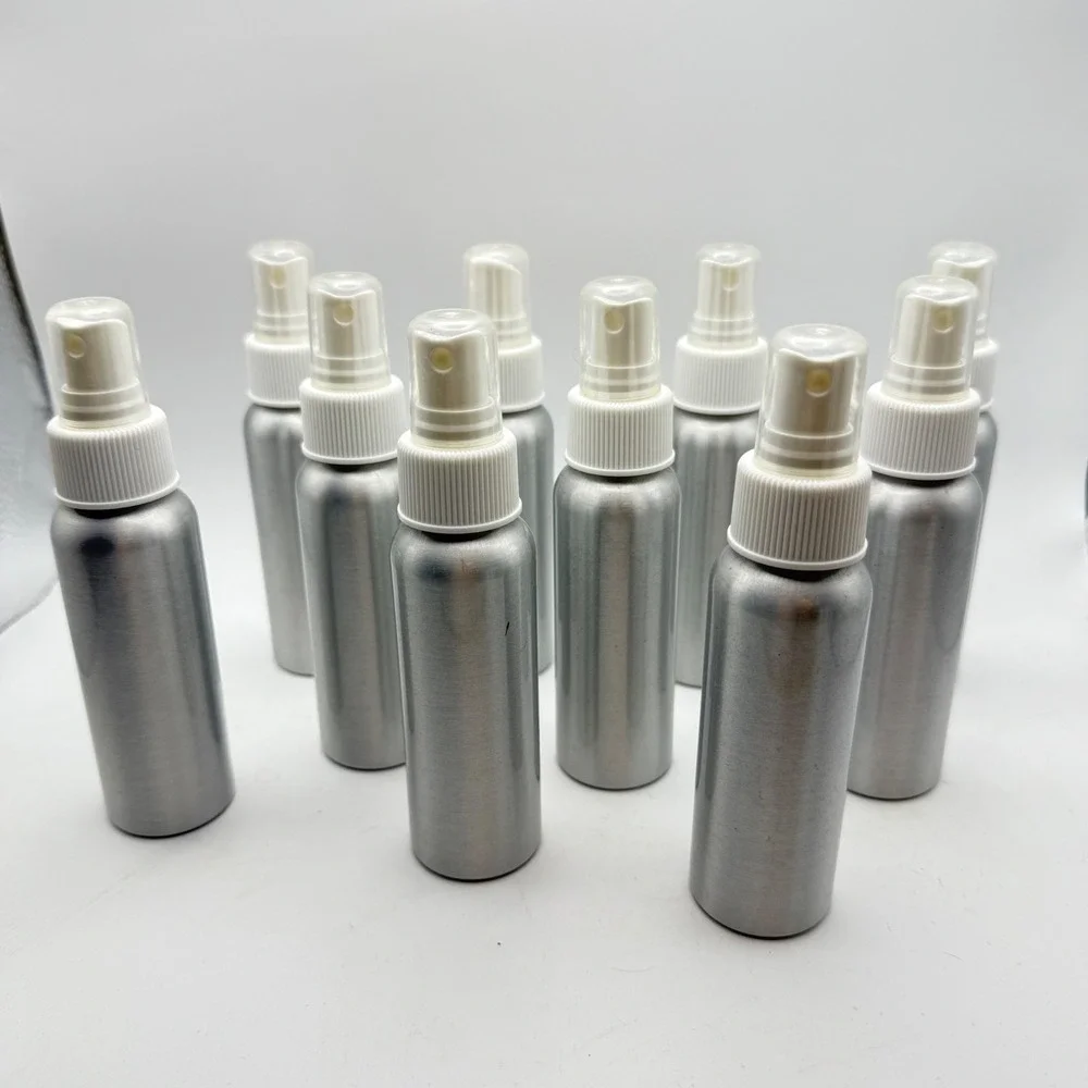 10 Pack Aluminum Refillable Spray Bottles Silver Mist Travel Size Containers